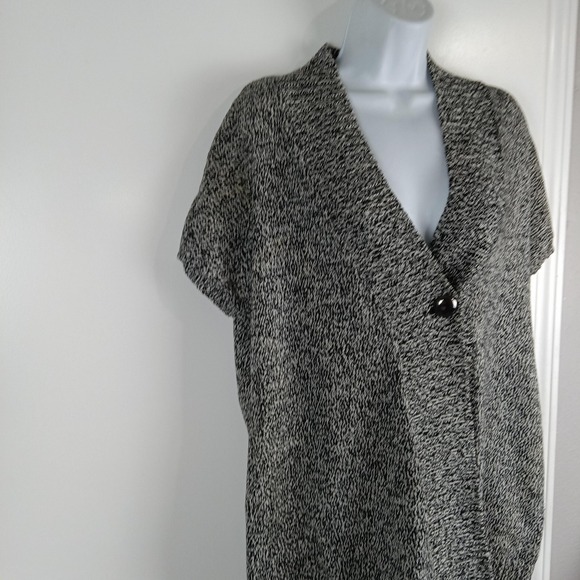 Josephine Sweater Womens XL Black White Marled Shawl Collar Cardigan Button - Picture 1 of 11